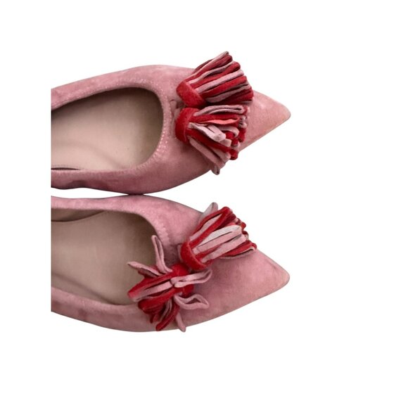 J CREW Pink Suede Tassle Pointed Flats Size 6.5 - Picture 2 of 8